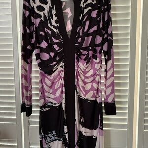 Analili Black and Purple Long Sleeve Dress